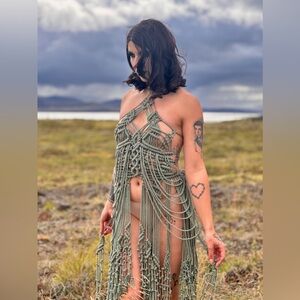 Handmade Macramé Mini Dress Festival Coachella